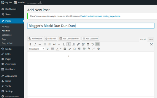 Bloggeretterized Blogger's Block